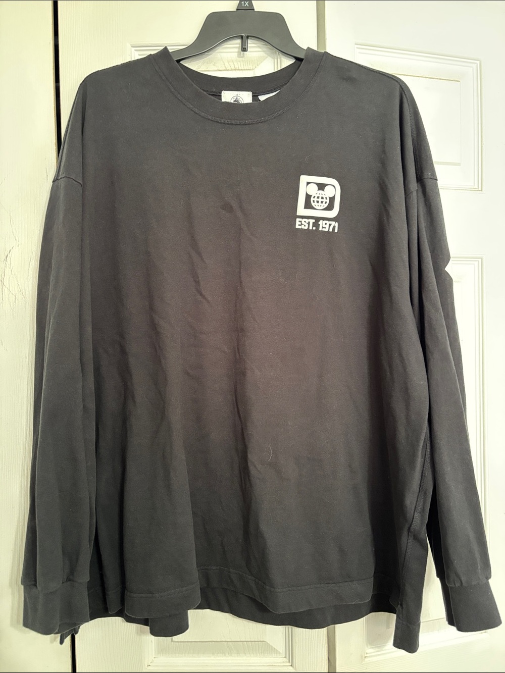 Disney Black Spirit Jersey Long Sleeve with White EST. 1971 Logo